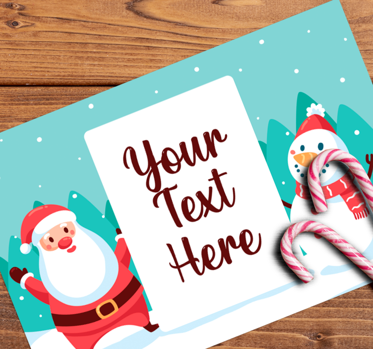 Christmas placemat santa claus and snowman - TenStickers
