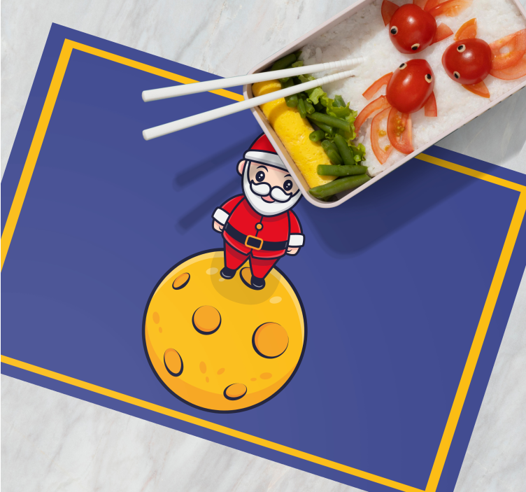 Christmas placemat santa on the moon - TenStickers
