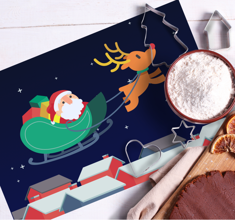 Christmas placemat santa's sleigh adventure - TenStickers