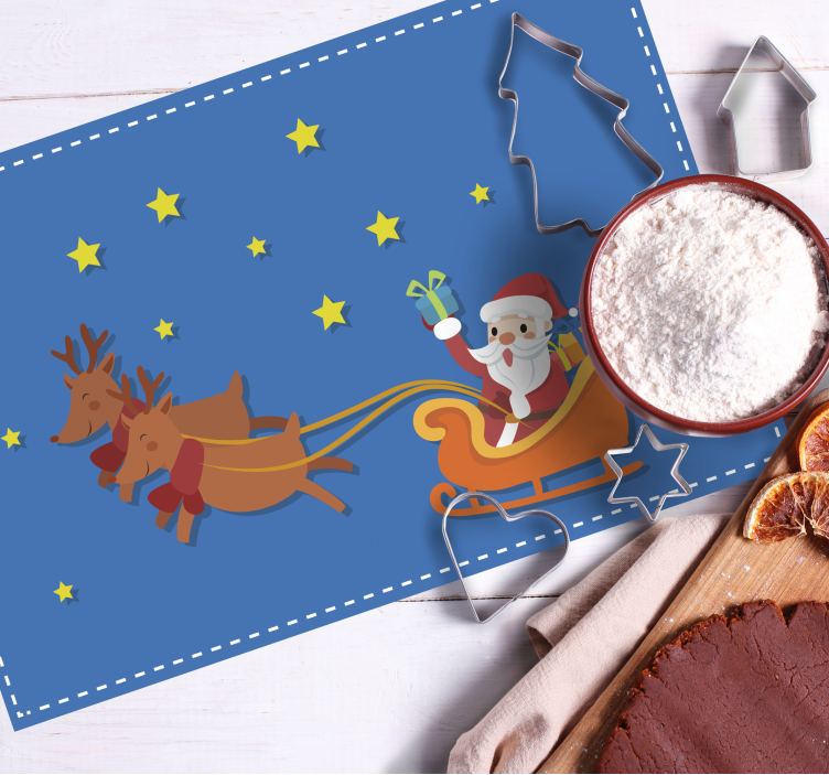 Christmas placemat santa's sleigh ride - TenStickers