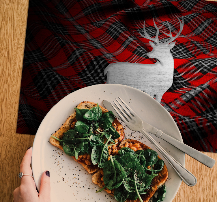 Christmas placemat stylish red plaid design - TenStickers