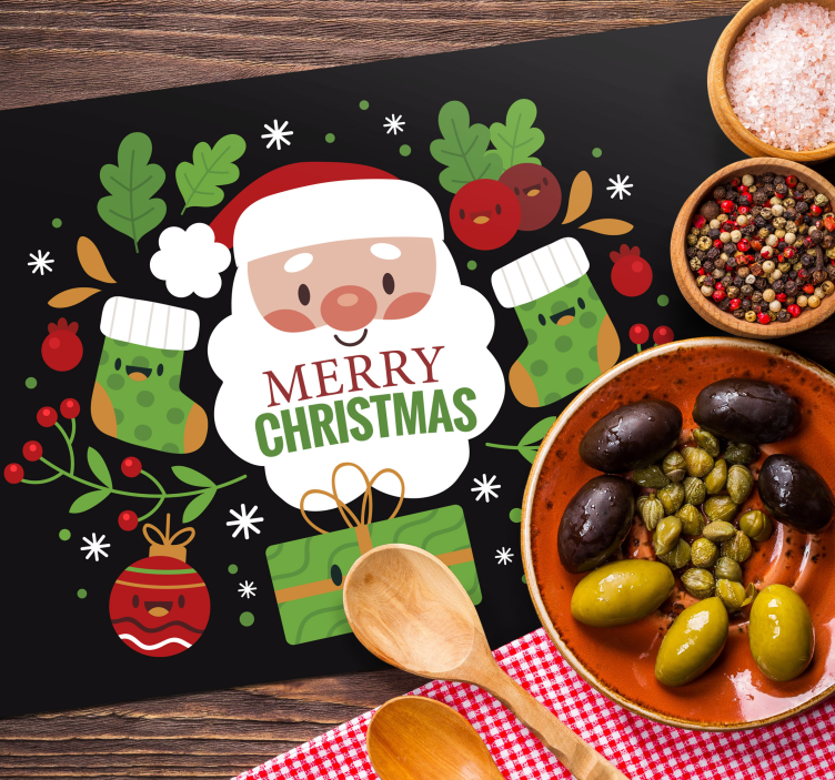 Christmas placemat with cheerful santa design - TenStickers