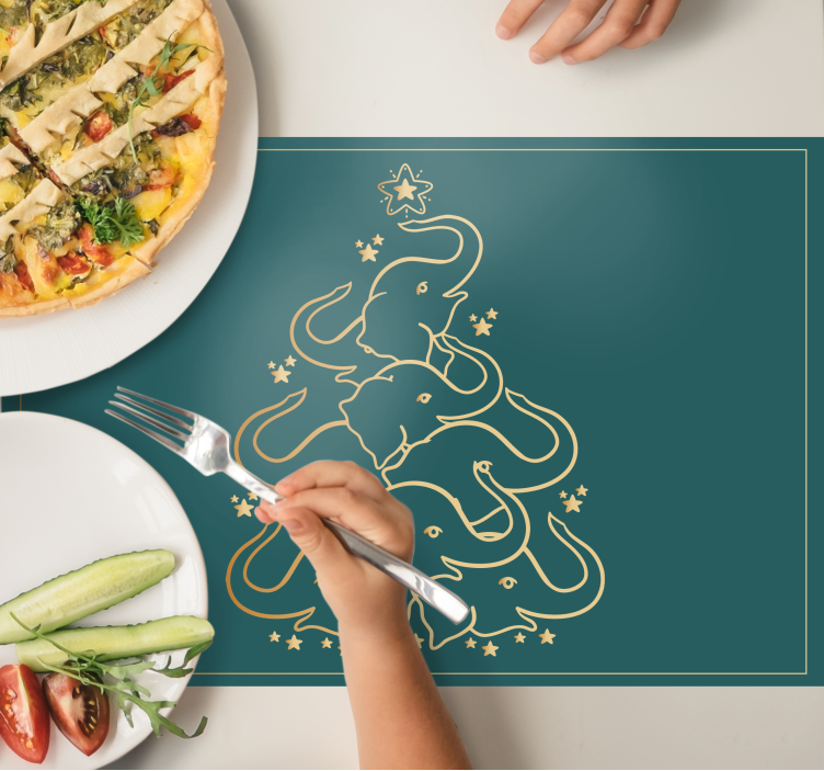 Christmas placemat with graceful elephant tree - TenStickers