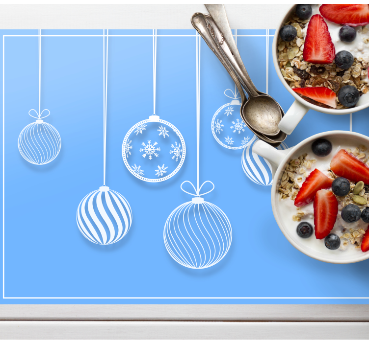 Christmas placemat with hanging holiday ornaments - TenStickers