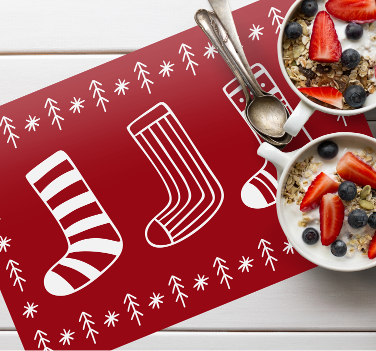 Christmas placemat with holiday sock designs - TenStickers