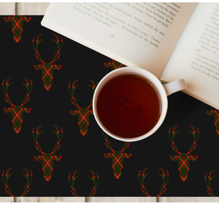 Christmas placemat with plaid reindeer silhouettes - TenStickers