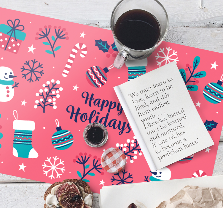 Christmas placemat with playful holiday designs - TenStickers