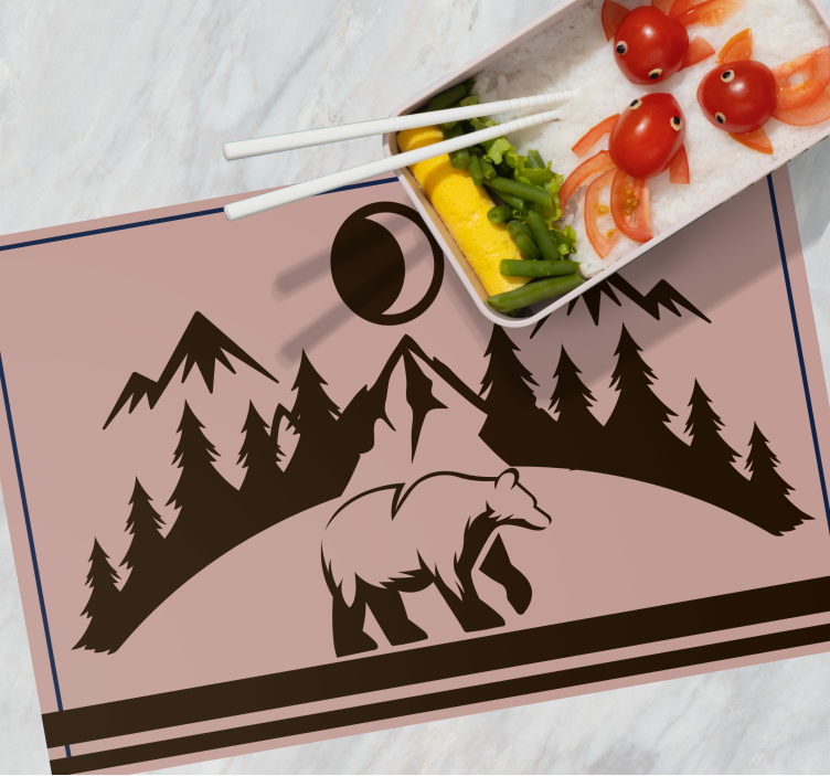 Customisable placemat bear silhouette scene - TenStickers