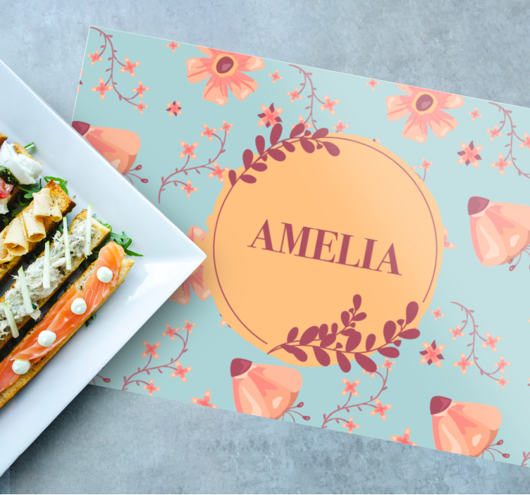 Customisable placemat botanical personalized name - TenStickers