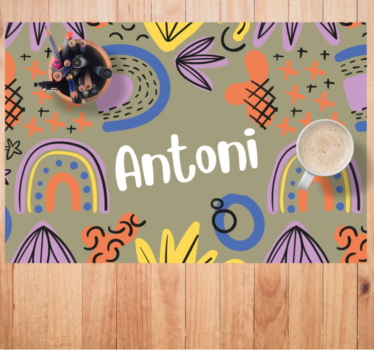 Customisable placemat colorful name design - TenStickers