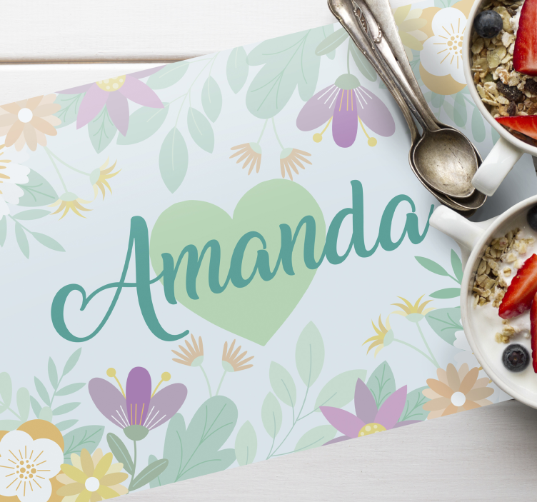 Customisable placemat flower heart amanda - TenStickers