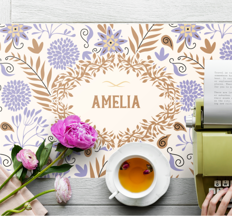 Customisable placemat flower pattern design - TenStickers