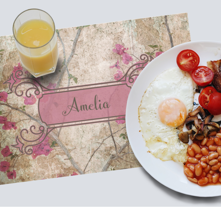 Customisable placemat personalized botanical design - TenStickers