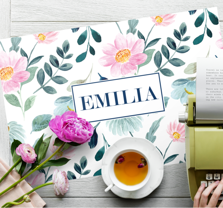 Customisable placemat personalized floral placemat - TenStickers
