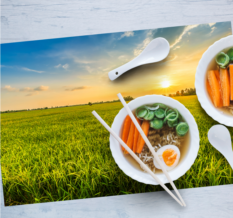 Customisable placemat sunset rice field - TenStickers