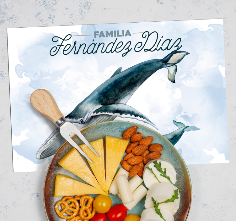 Customisable placemat whale family design - TenStickers