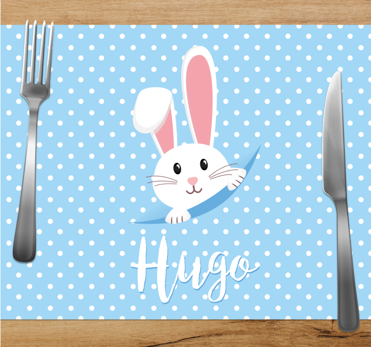 Cute customised name bunny kids placemat - TenStickers