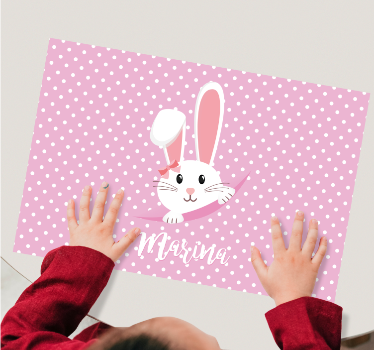 Cute bunny for girl with name children placemat - TenStickers