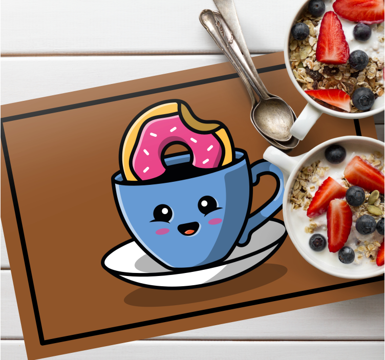 Cute mug with a donut inside original placemats - TenStickers