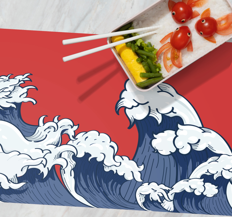 Red Kanagawa wave original placemat - TenStickers
