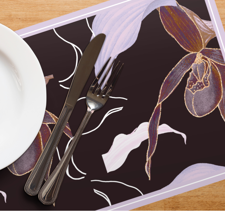 Elegant placemat orchid floral design - TenStickers