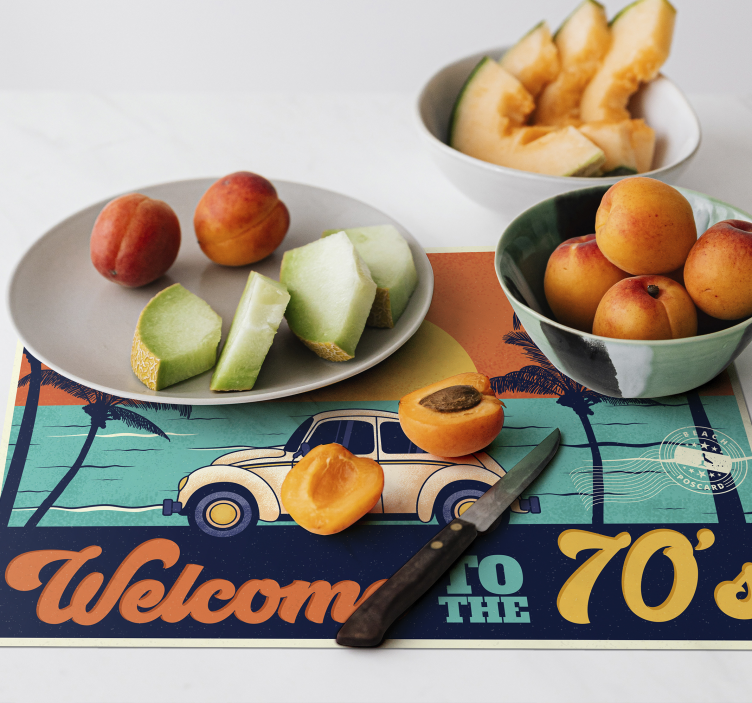 Elegant placemat retro 70s coastal vibes - TenStickers