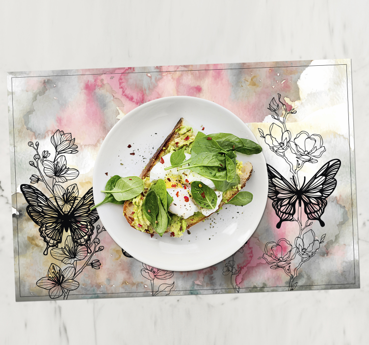 Floral Butterfly Accents placemat - TenStickers