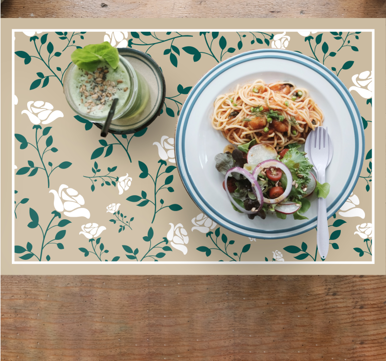 Floral greenery pattern placemat - TenStickers