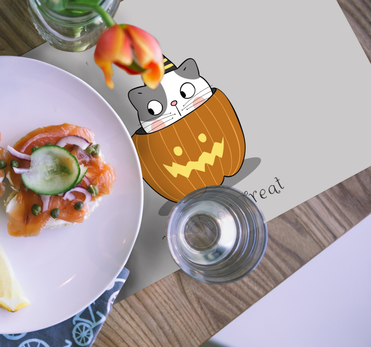 Halloween placemat cat in pumpkin - TenStickers