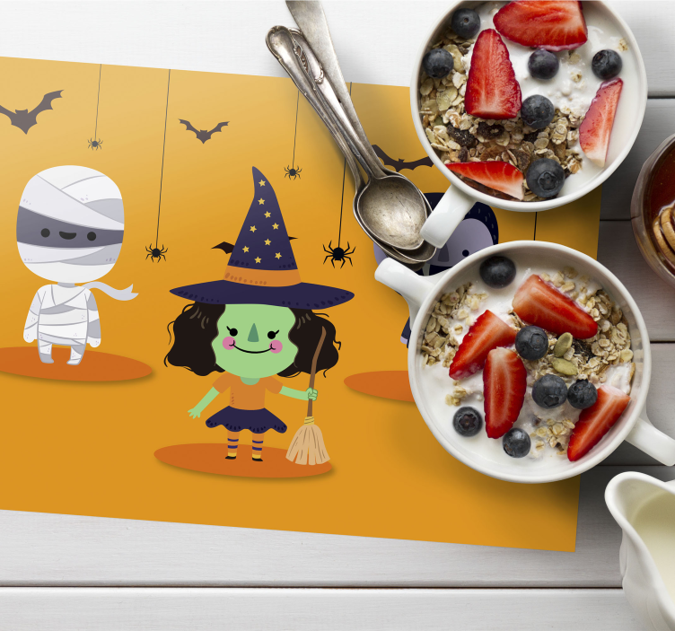 Halloween placemat featuring playful halloween figures - TenStickers
