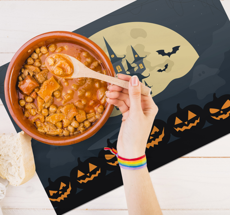 Halloween placemat haunted castle design - TenStickers