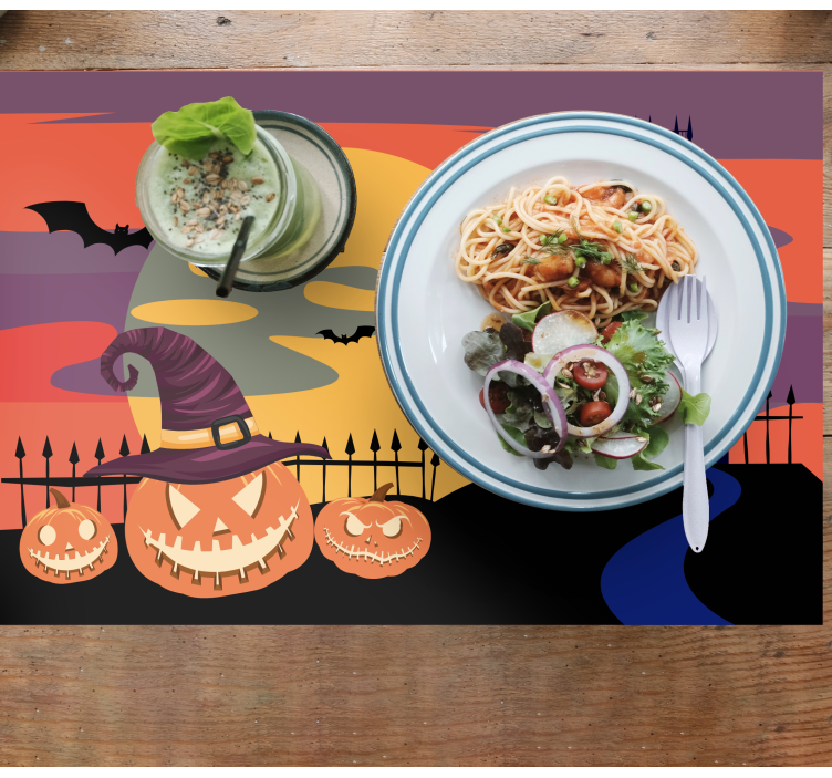 Halloween placemat pumpkin nightmare scene - TenStickers