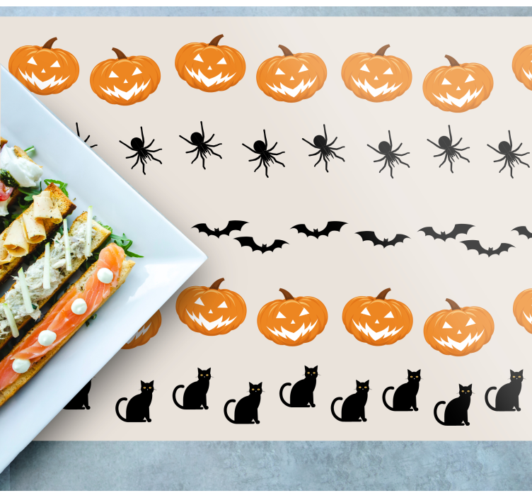 Halloween placemat pumpkin spider cat - TenStickers