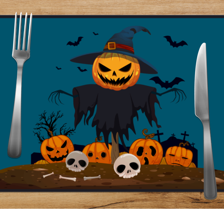 Halloween placemat scarecrow pumpkin fright - TenStickers