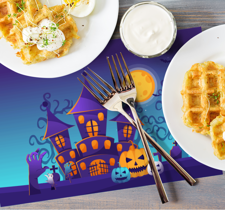 Halloween placemat spooky castle scene - TenStickers