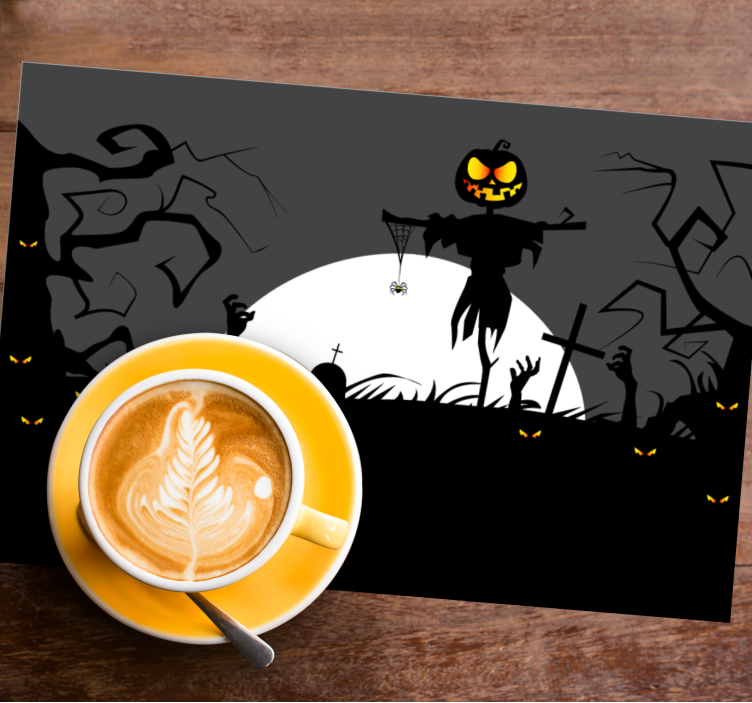 Halloween placemat spooky pumpkin scarecrow - TenStickers