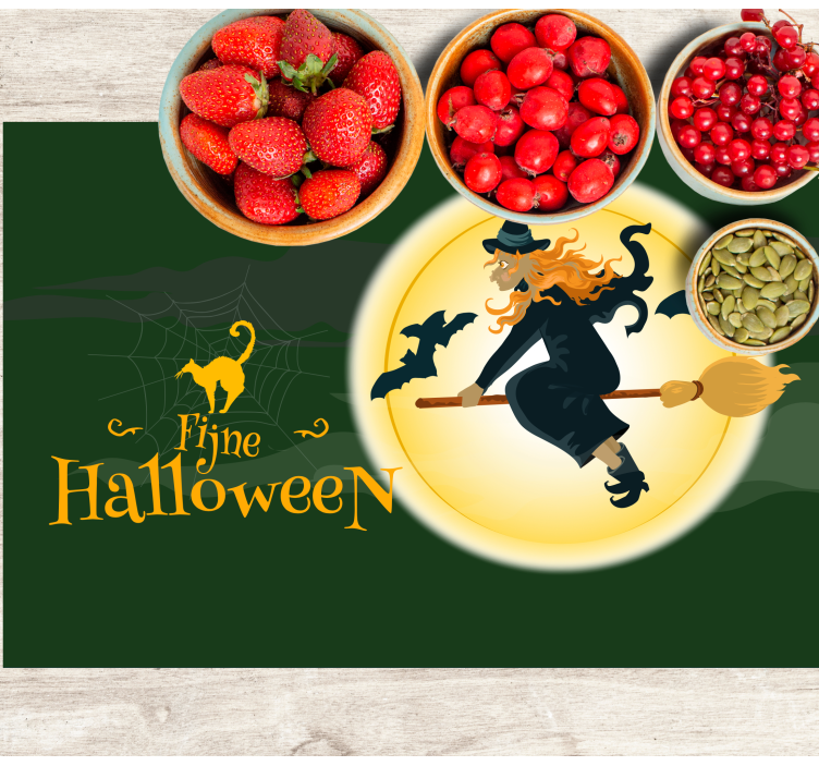 Halloween placemat witch broomstick scene - TenStickers