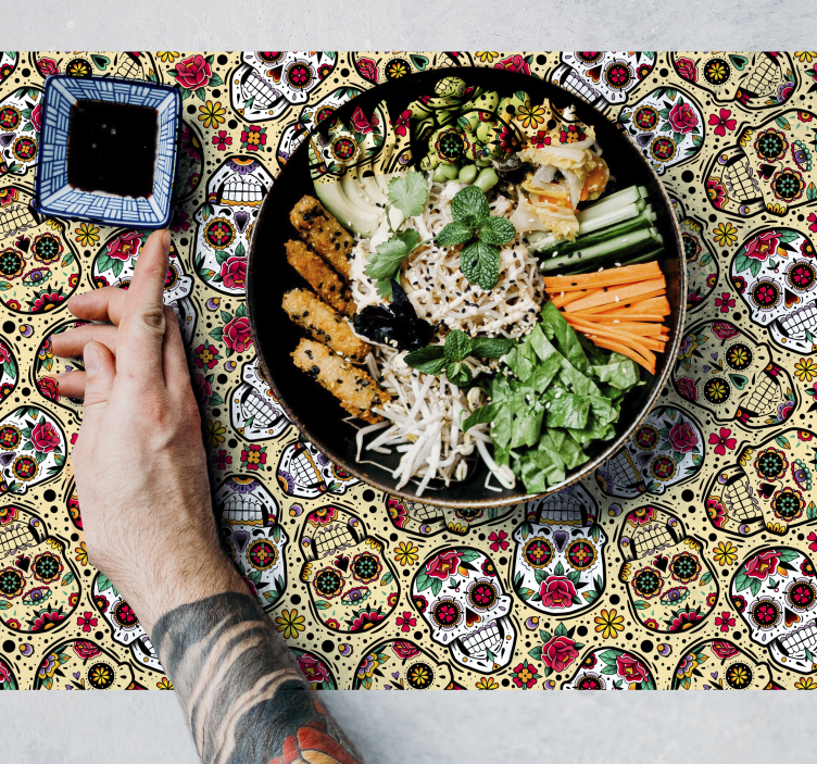 Halloween placemat with colorful skull design - TenStickers