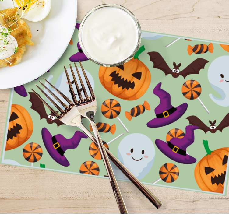 Halloween placemat with vibrant halloween designs - TenStickers
