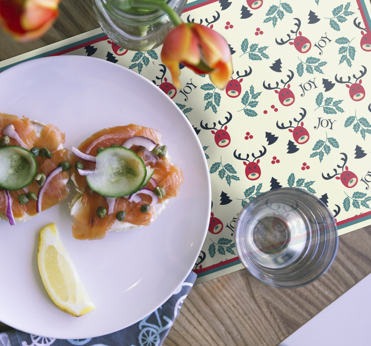 Joy and reindeer  Christmas placemats - TenStickers