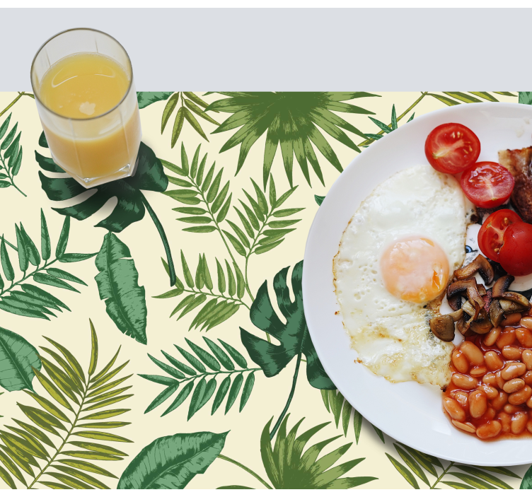 Leafy tropical pattern placemat - TenStickers