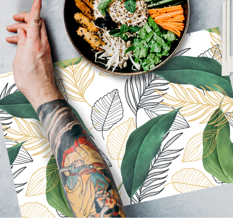 Lush green leaf patterns placemat - TenStickers