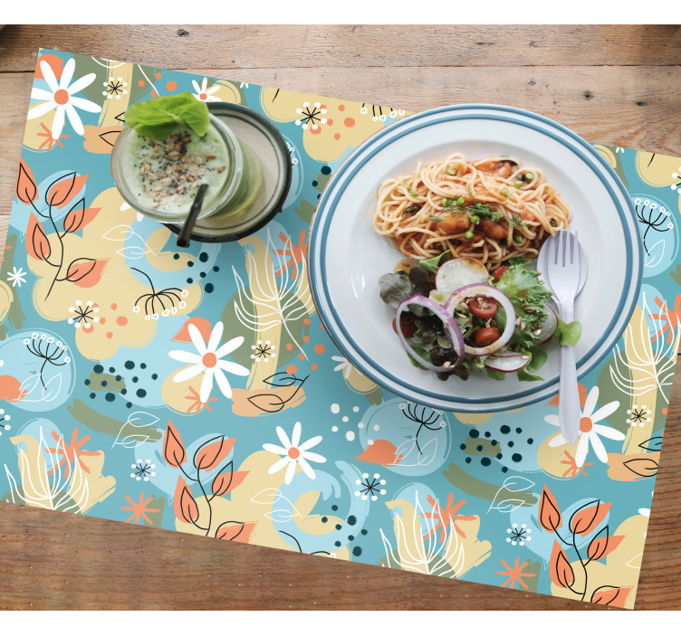 Modern placemat floral inspired table setting - TenStickers