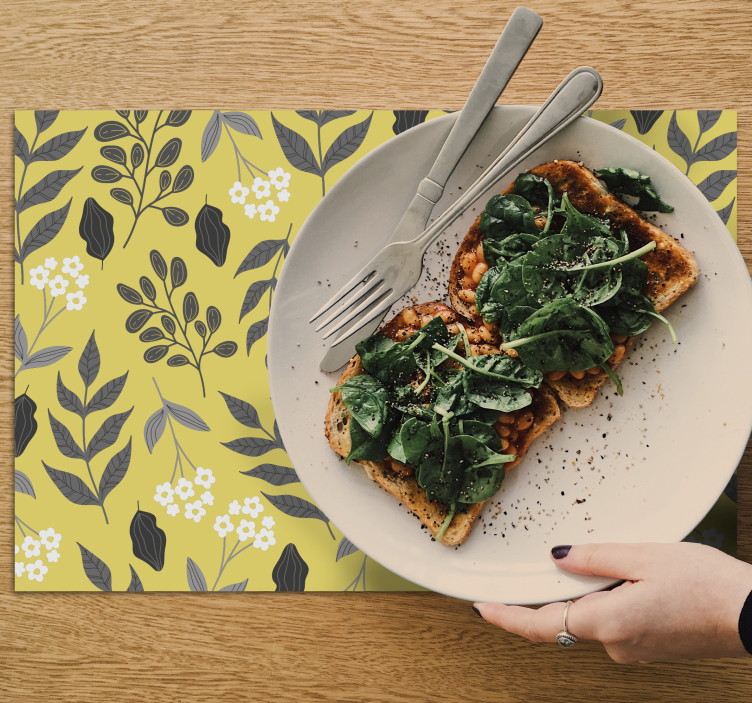 Modern placemat floral yellow design - TenStickers