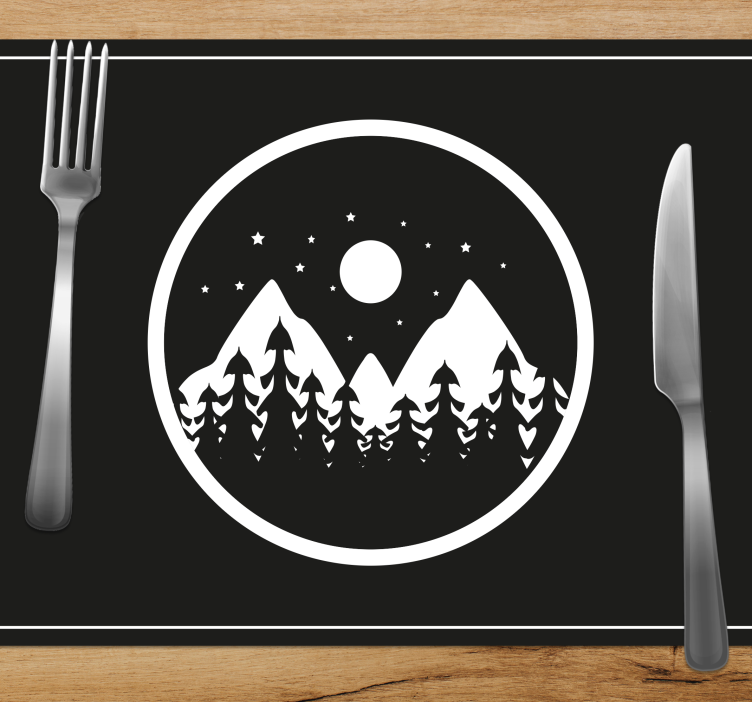Modern placemat mountain landscape circle - TenStickers