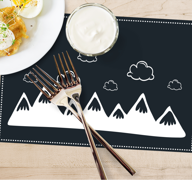 Modern placemat mountain range silhouette - TenStickers