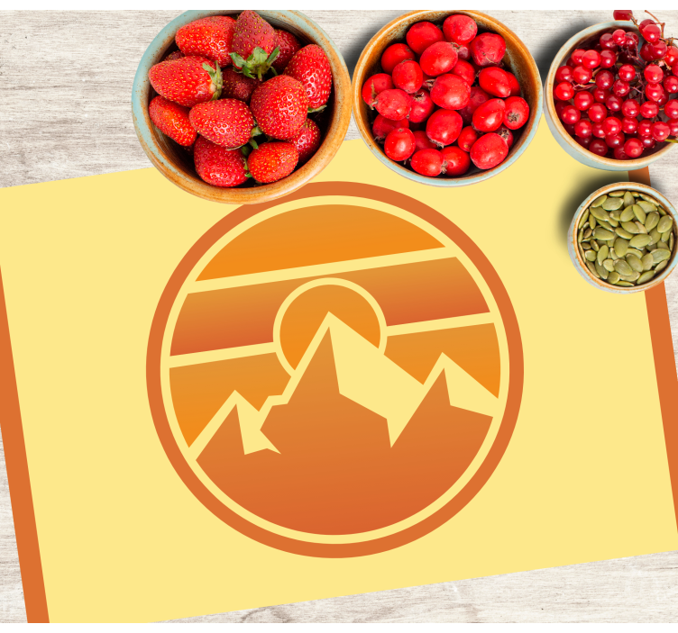 Modern placemat mountain sunset silhouette - TenStickers