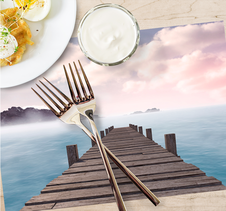 Modern placemat serene dock pathway - TenStickers