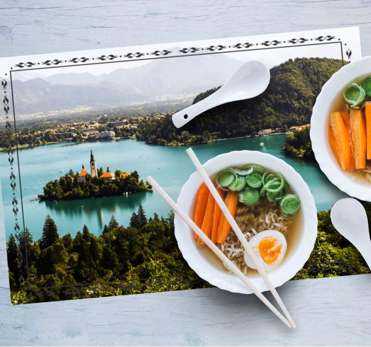 Modern placemat serene lake view - TenStickers