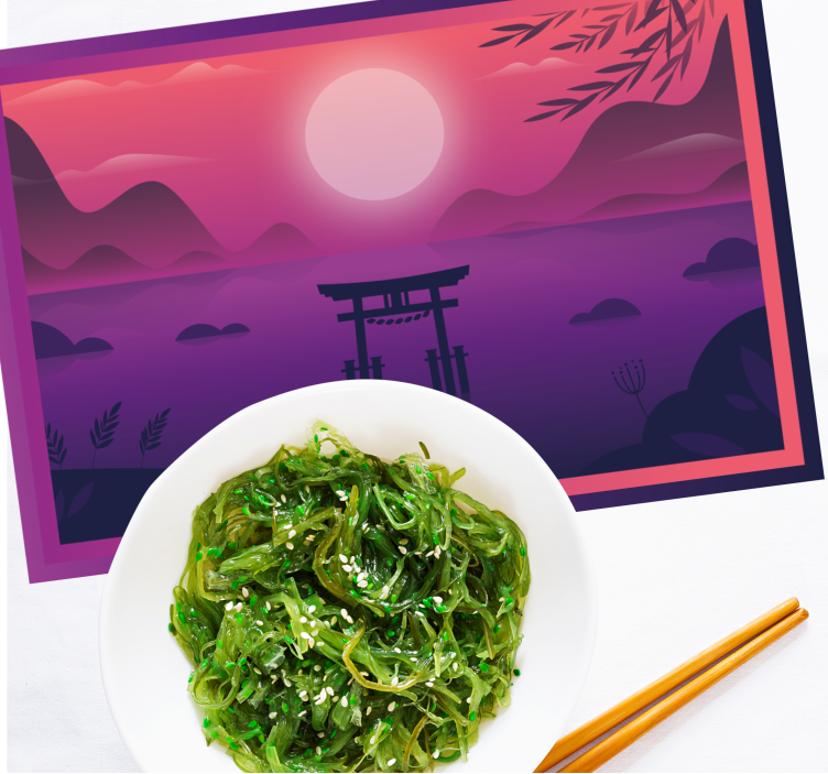 Modern placemat serene sunset landscape - TenStickers